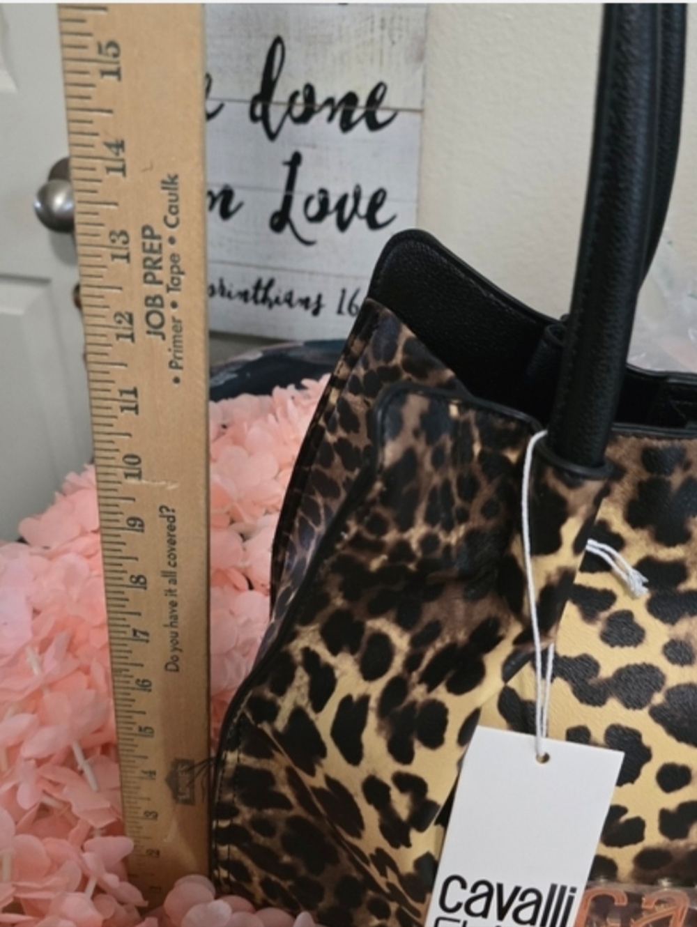 CAVALLI CLASS Cinque Ruched Shopper Bag Leopard Print - Picture 3 of 5
